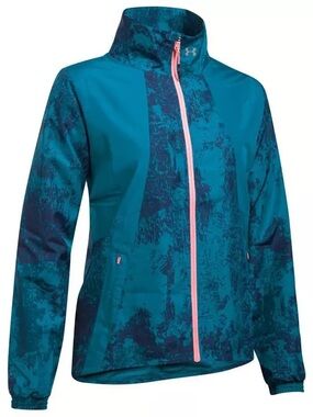 Under Armour Teal Blue Printed Full-Zip Windbreaker | Women's XS